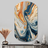 Teal Orange Aqua Symphony - Asymmetric Metal Wall Art