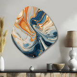 Teal Orange Aqua Symphony - Asymmetric Metal Wall Art