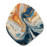 Teal Orange Aqua Symphony - Asymmetric Metal Wall Art