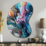 Teal Pink Aqua Symphony - Asymmetric Metal Wall Art