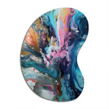 Teal Pink Aqua Symphony - Asymmetric Metal Wall Art