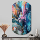 Teal Pink Aqua Symphony - Asymmetric Metal Wall Art