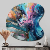 Teal Pink Aqua Symphony - Asymmetric Metal Wall Art