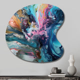 Teal Pink Aqua Symphony - Asymmetric Metal Wall Art