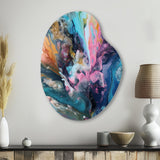 Teal Pink Aqua Symphony - Asymmetric Metal Wall Art