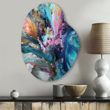 Teal Pink Aqua Symphony - Asymmetric Metal Wall Art