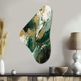 Green and Gold Liquid Magic I - Asymmetric Metal Wall Art