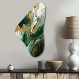 Green and Gold Liquid Magic I - Asymmetric Metal Wall Art