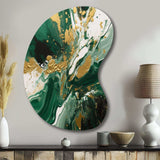 Green and Gold Liquid Magic I - Asymmetric Metal Wall Art