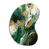 Green and Gold Liquid Magic I - Asymmetric Metal Wall Art