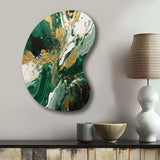 Green and Gold Liquid Magic I - Asymmetric Metal Wall Art