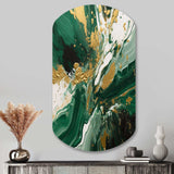 Green and Gold Liquid Magic I - Asymmetric Metal Wall Art