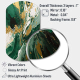 Green and Gold Liquid Magic I - Asymmetric Metal Wall Art