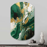 Green and Gold Liquid Magic I - Asymmetric Metal Wall Art