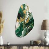 Green and Gold Liquid Magic I - Asymmetric Metal Wall Art