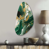 Green and Gold Liquid Magic I - Asymmetric Metal Wall Art