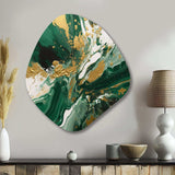 Green and Gold Liquid Magic I - Asymmetric Metal Wall Art