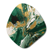 Green and Gold Liquid Magic I - Asymmetric Metal Wall Art