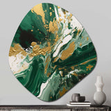 Green and Gold Liquid Magic I - Asymmetric Metal Wall Art