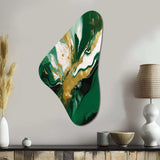 Green and Gold Liquid Magic II - Asymmetric Metal Wall Art