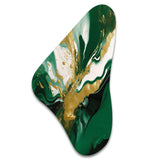 Green and Gold Liquid Magic II - Asymmetric Metal Wall Art