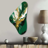 Green and Gold Liquid Magic II - Asymmetric Metal Wall Art