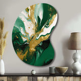 Green and Gold Liquid Magic II - Asymmetric Metal Wall Art