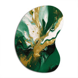 Green and Gold Liquid Magic II - Asymmetric Metal Wall Art