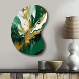 Green and Gold Liquid Magic II - Asymmetric Metal Wall Art