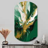 Green and Gold Liquid Magic II - Asymmetric Metal Wall Art