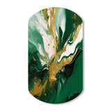 Green and Gold Liquid Magic II - Asymmetric Metal Wall Art