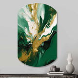 Green and Gold Liquid Magic II - Asymmetric Metal Wall Art