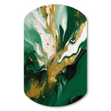 Green and Gold Liquid Magic II - Asymmetric Metal Wall Art