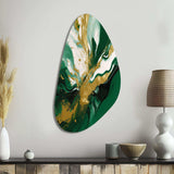 Green and Gold Liquid Magic II - Asymmetric Metal Wall Art