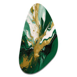 Green and Gold Liquid Magic II - Asymmetric Metal Wall Art