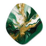 Green and Gold Liquid Magic II - Asymmetric Metal Wall Art