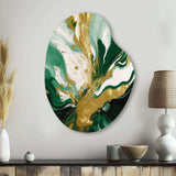 Green and Gold Liquid Magic II - Asymmetric Metal Wall Art