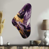 Purple and Gold Liquid Magic I - Asymmetric Metal Wall Art