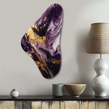 Purple and Gold Liquid Magic I - Asymmetric Metal Wall Art