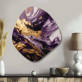 Purple and Gold Liquid Magic I - Asymmetric Metal Wall Art