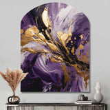 Purple and Gold Liquid Magic II - Asymmetric Metal Wall Art