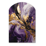 Purple and Gold Liquid Magic II - Asymmetric Metal Wall Art