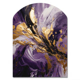 Purple and Gold Liquid Magic II - Asymmetric Metal Wall Art