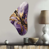 Purple and Gold Liquid Magic II - Asymmetric Metal Wall Art