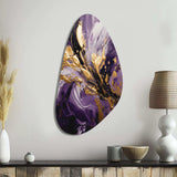 Purple and Gold Liquid Magic II - Asymmetric Metal Wall Art