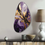 Purple and Gold Liquid Magic II - Asymmetric Metal Wall Art