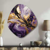 Purple and Gold Liquid Magic II - Asymmetric Metal Wall Art