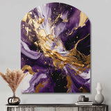 Purple and Gold Liquid Magic III - Asymmetric Metal Wall Art