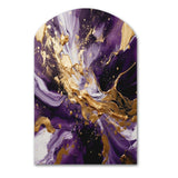 Purple and Gold Liquid Magic III - Asymmetric Metal Wall Art