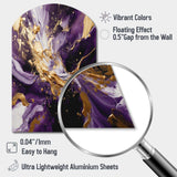 Purple and Gold Liquid Magic III - Asymmetric Metal Wall Art